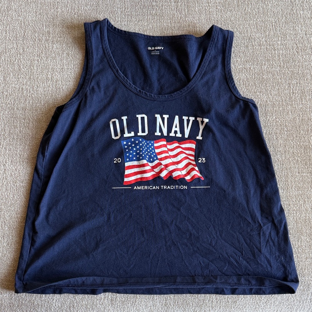 Old Navy Womens Dark Blue American Flag Tank Top